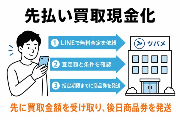 買取ツバメの先払い買取の申し込みから現金化までの流れ