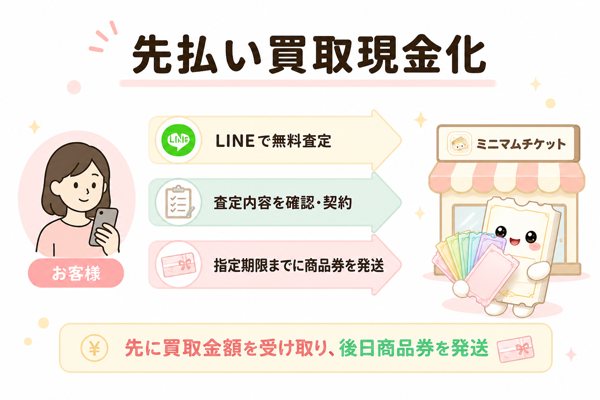 ミニマムチケットの先払い買取の申し込みから現金化までの流れ