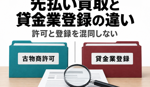 先払い買取と貸金業登録の違い｜登録検索で確認できること