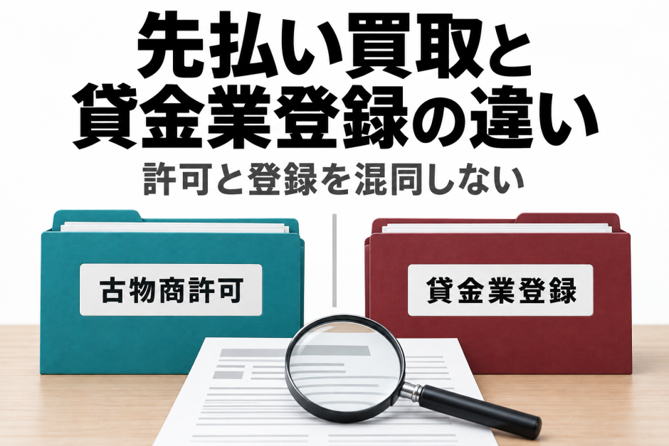 先払い買取と貸金業登録の違い｜登録検索で確認できること