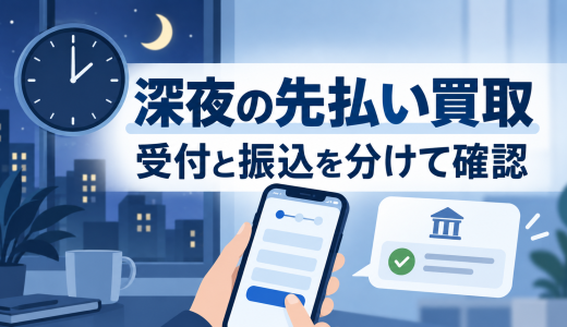 先払い買取を深夜に申し込む前の確認点｜受付と振込反映を分けて整理