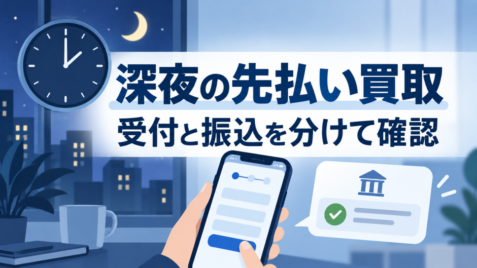 先払い買取を深夜に申し込む前の確認点｜受付と振込反映を分けて整理