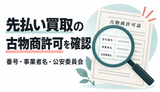 先払い買取の古物商許可を確認する方法｜許可番号と事業者名の照合