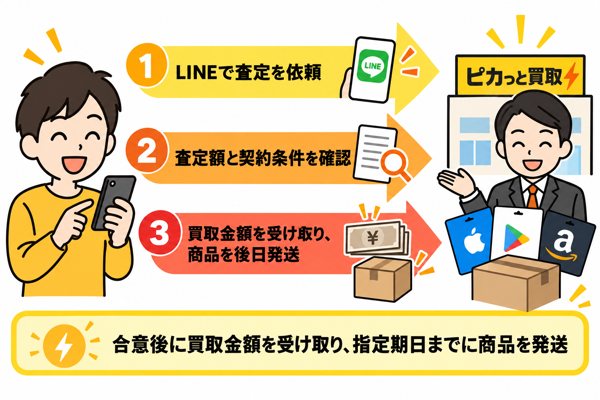 ピカっと買取の先払い買取の申し込みから現金化までの流れ