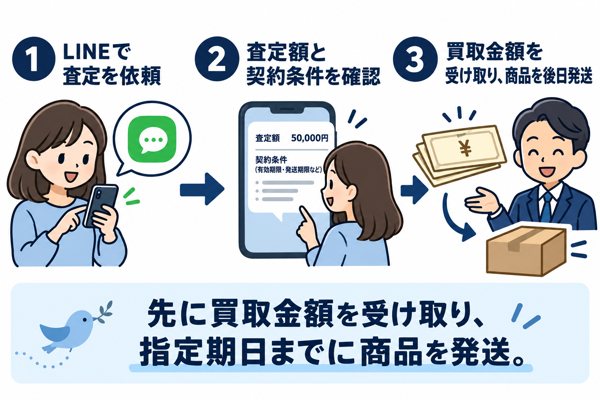 買取シマエナガの先払い買取の申し込みから現金化までの流れ